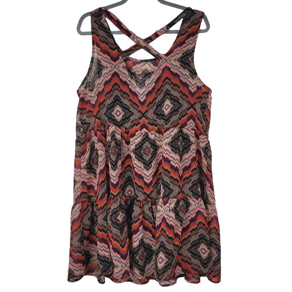 Band of Gypsies Boho Sheer Tunic with Detachable Slip Criss Cross Back, Size XL - Picture 2 of 12